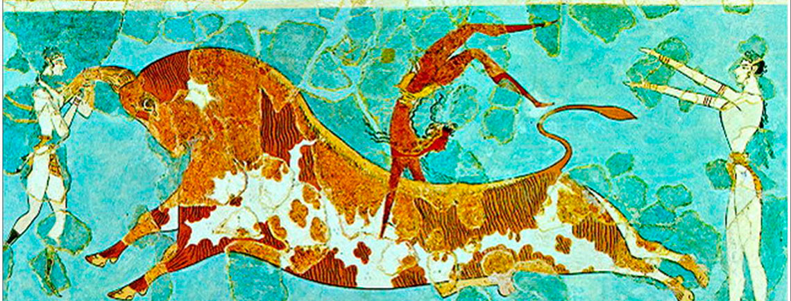 Fresco del salto del toro encontrado en Knossos